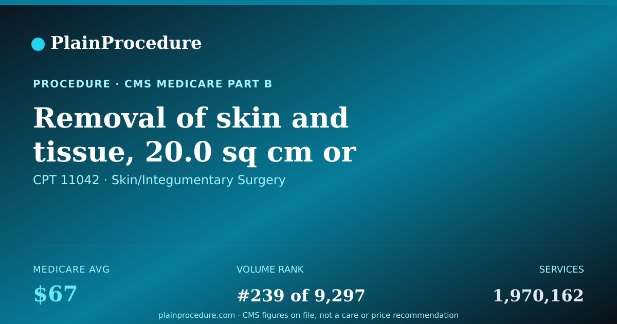 Shareable card for Removal Of Skin And Tissue, 20.0 Sq Cm Or Less