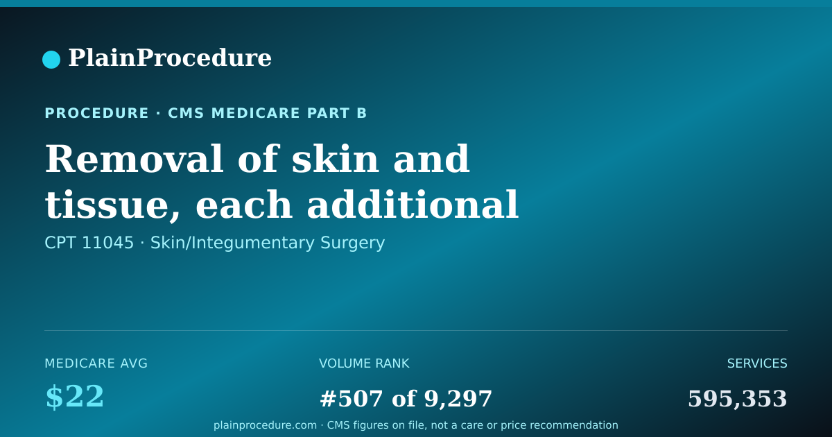 Shareable card for Removal Of Skin And Tissue, Each Additional 20.0 Sq Cm Or Less