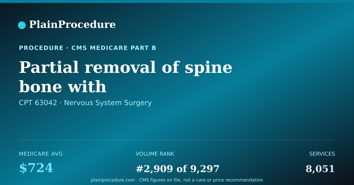 Shareable card for Partial Removal Of Spine Bone With Re-Exploration, Release Of Lower Spinal Cord Or Nerves And/or Removal Of Disc, 1 Interspace